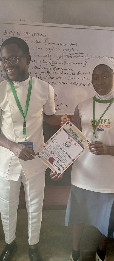 Students receiving certificate